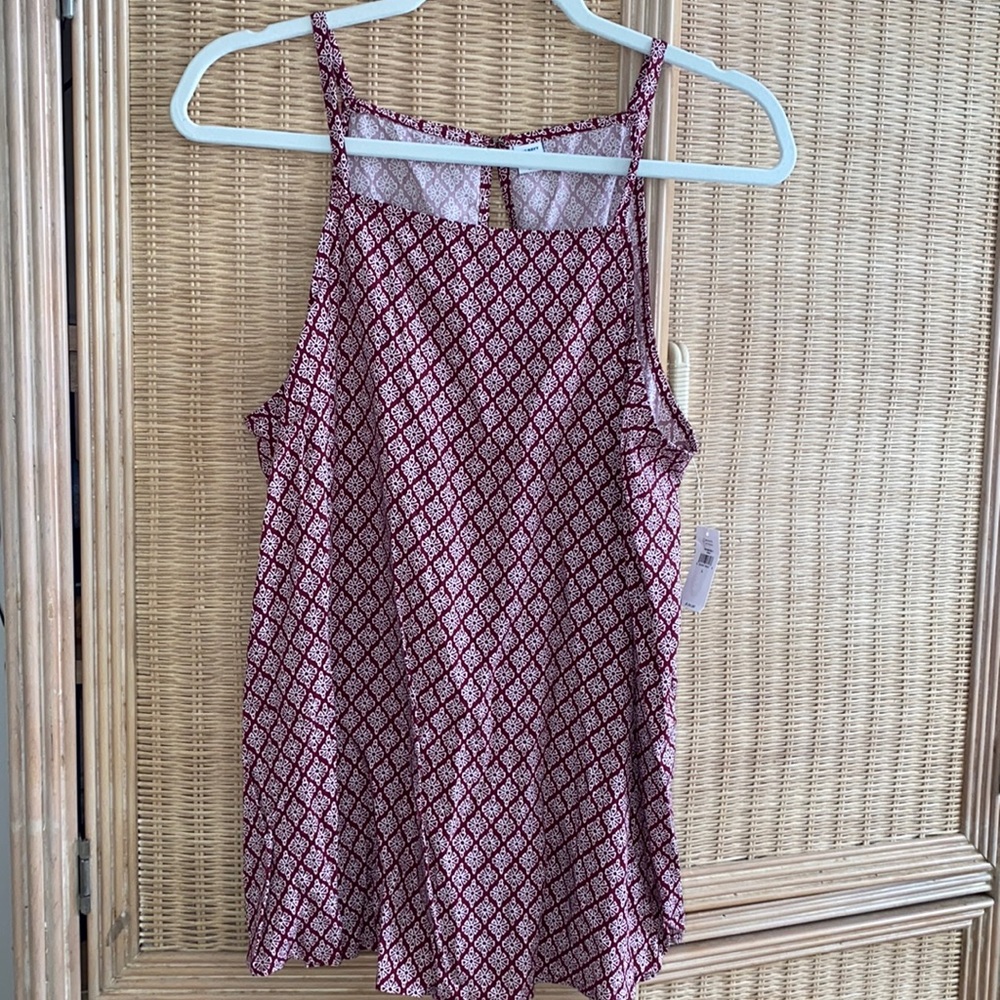 wine colored blouse with moroccan tile pattern